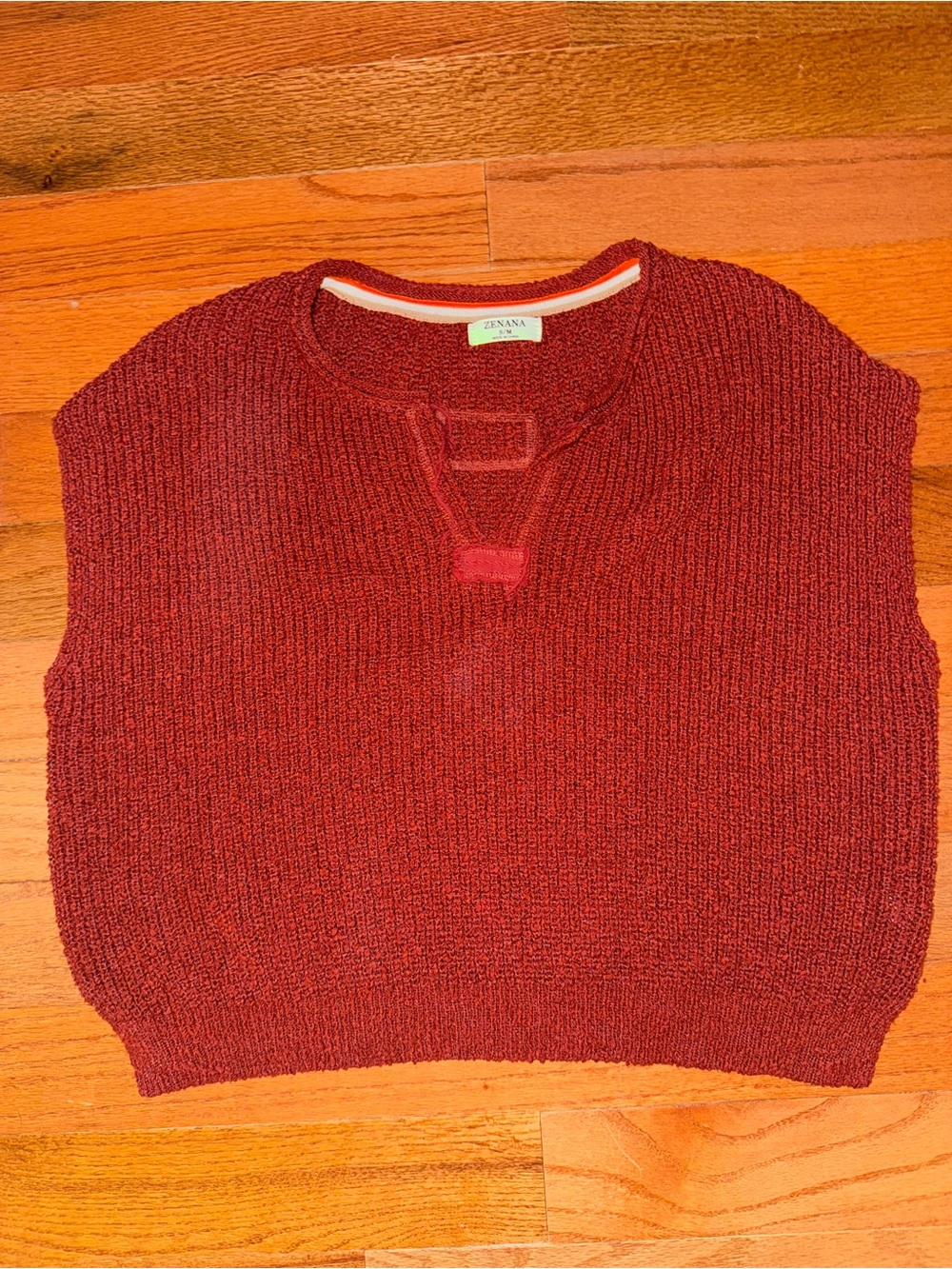 Zenana Outfitters Red Cropped Knit Sweater Vest
